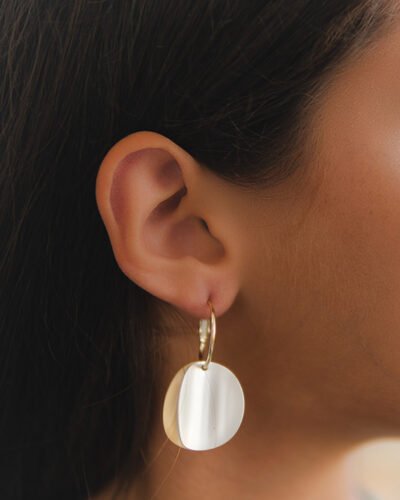 Silver 925 Pin Earrings CURVED LEAVES