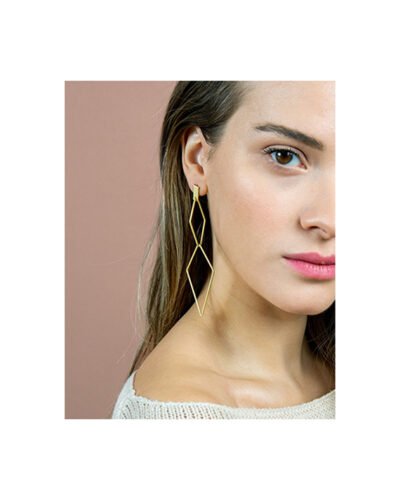 Silver 925 Pin Earrings RHOMBUS DROP