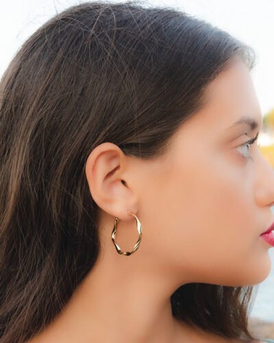 Brass Earrings CURLY HOOPS