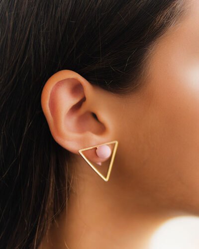Silver 925 Pin Earrings PINK TRIANGLE