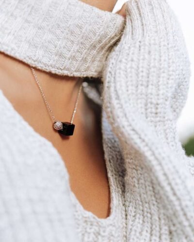 Silver 925 Necklace BLACK CUBE