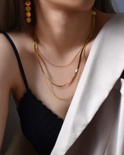 Stainless Steel Necklace  TRIPLE SNAKE CHAIN