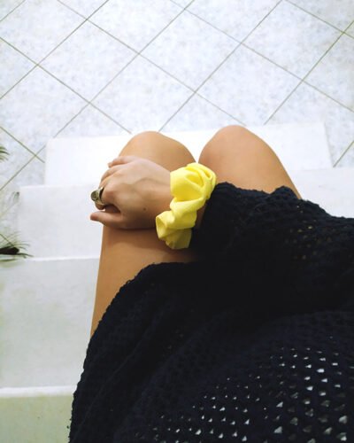 Handmade Yellow Pastel Crepe Scrunchie