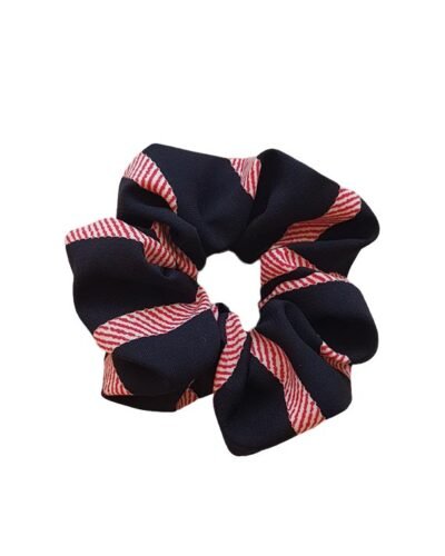 Handmade Red Black Striped Scrunchie