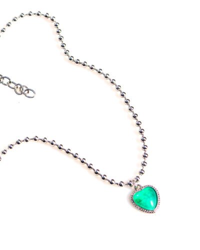 Stainless Steel Necklace  GREEN HEART