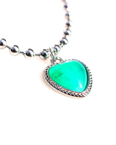 Stainless Steel Necklace  GREEN HEART