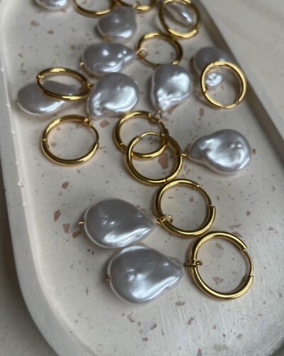 Ατσάλινα Σκουλαρίκια BIG PEARL
