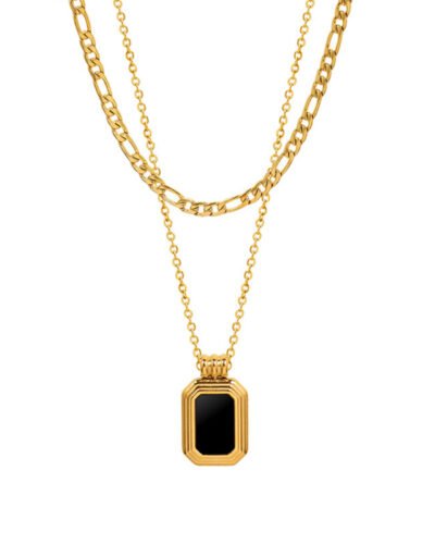 Stainless Steel Necklace  BLACK GEM