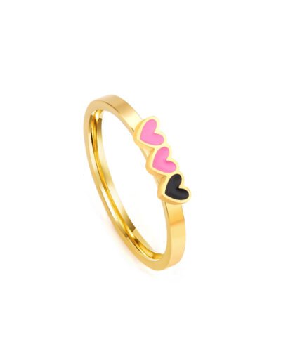 Stainless Steel Ring  HEART TRIPLET